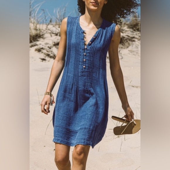 Faherty Isha Dress  Indigo - Picture 3 of 7